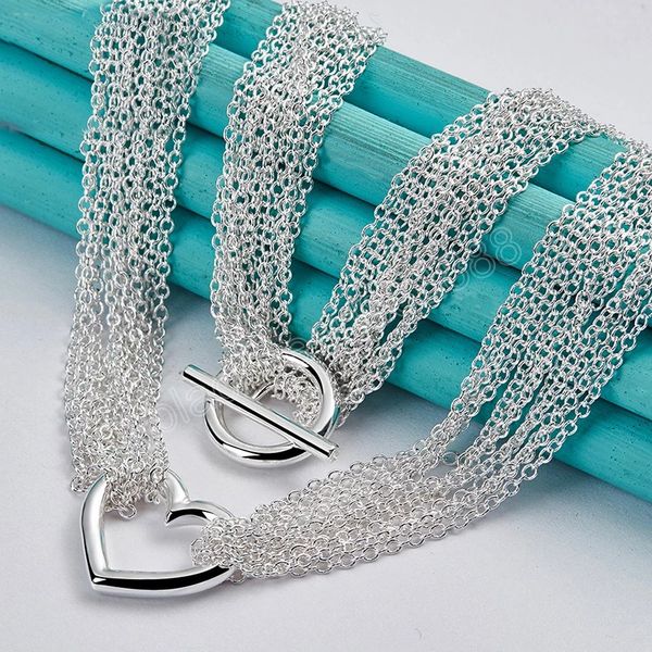 925 sterling silver for women man multi line chain heart pendant necklace female fashion jewelry
925 sterling silver for women man multi line chain heart pendant necklace female fashion jewelry