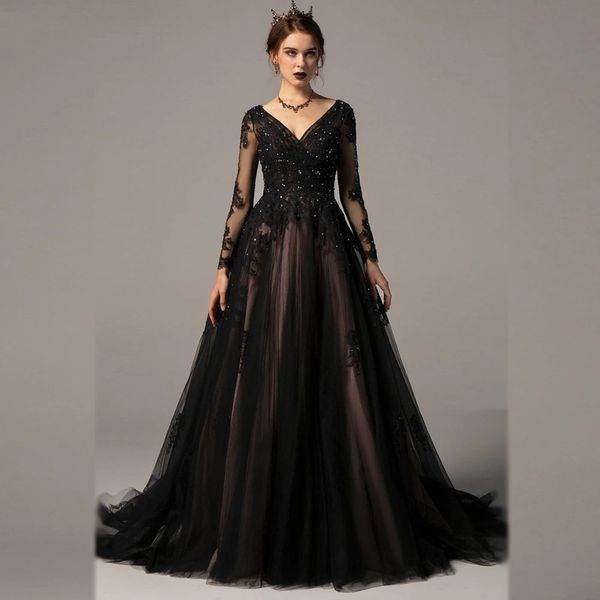 floral gothic black long sleeves wedding dresses 2022 v-neck lace beaded lace-up corset bridal gowns plus size open back vestidos, White
floral gothic black long sleeves wedding dresses 2022 v-neck lace beaded lace-up corset bridal gowns plus size open back vestidos, White