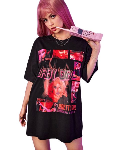 slogan & figure graphic drop shoulder dress q1ys#, Black;gray
slogan & figure graphic drop shoulder dress q1ys#, Black;gray