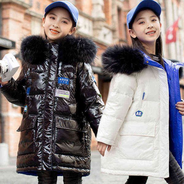 -30 grade children down jacket girls winter snowsuit long waterproof warm boys and girls parka jacket girl clothes 5-12y j220718, Blue;gray 
-30 grade children down jacket girls winter snowsuit long waterproof warm boys and girls parka jacket girl clothes 5-12y j220718, Blue;gray