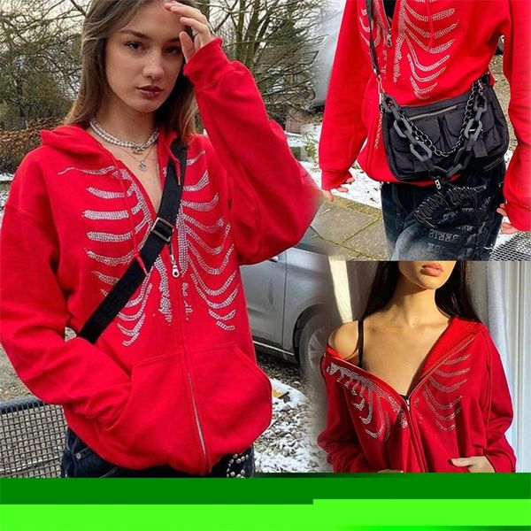 zip up gothic red hoodie y2k autumn womens skull casual oversized sweatshirt punk egirl harajuku long sleeve jacket 220722, Black
zip up gothic red hoodie y2k autumn womens skull casual oversized sweatshirt punk egirl harajuku long sleeve jacket 220722, Black