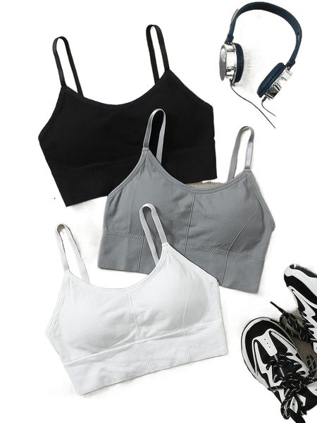 3pcs medium support solid sports bra f4o8#, Gray
3pcs medium support solid sports bra f4o8#, Gray