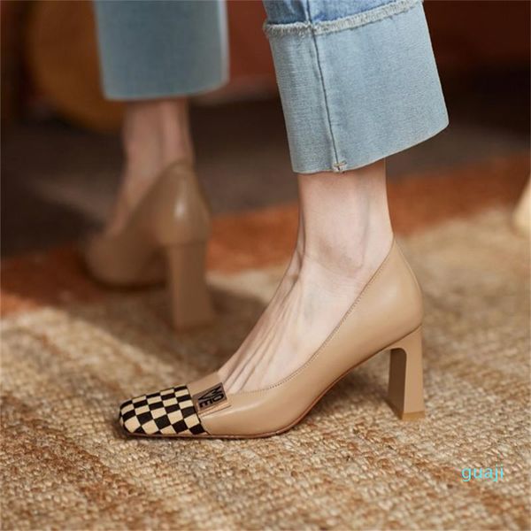 dress shoes fashion trendy brand checkered women natural leather high heels pumps nude office work ladies, Black
dress shoes fashion trendy brand checkered women natural leather high heels pumps nude office work ladies, Black