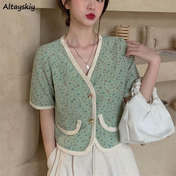 women shirts floral single breasted vneck gentle elegant teens trendy cropped ulzzang retro blouses casual allmatch streetwear 220620, White
women shirts floral single breasted vneck gentle elegant teens trendy cropped ulzzang retro blouses casual allmatch streetwear 220620, White