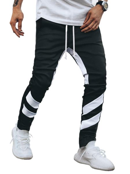 men two tone drawstring waist sweatpants b834#, Black 
men two tone drawstring waist sweatpants b834#, Black