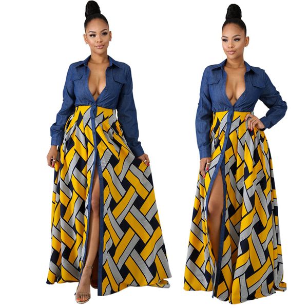 women autumn dress african fashion printing long elegant plus size maxi vestidos high street aa, Black;gray
women autumn dress african fashion printing long elegant plus size maxi vestidos high street aa, Black;gray
