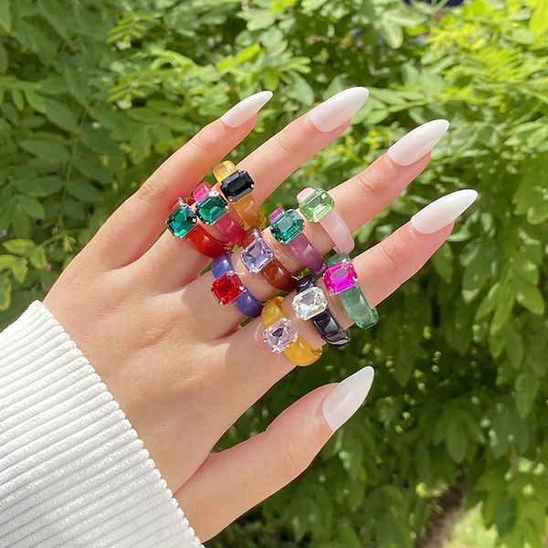 ring fashion acrylic colorful rectangle rhinestone rings for women big transparent finger ring girls vintage female beautiful jewelry, Silver
ring fashion acrylic colorful rectangle rhinestone rings for women big transparent finger ring girls vintage female beautiful jewelry, Silver