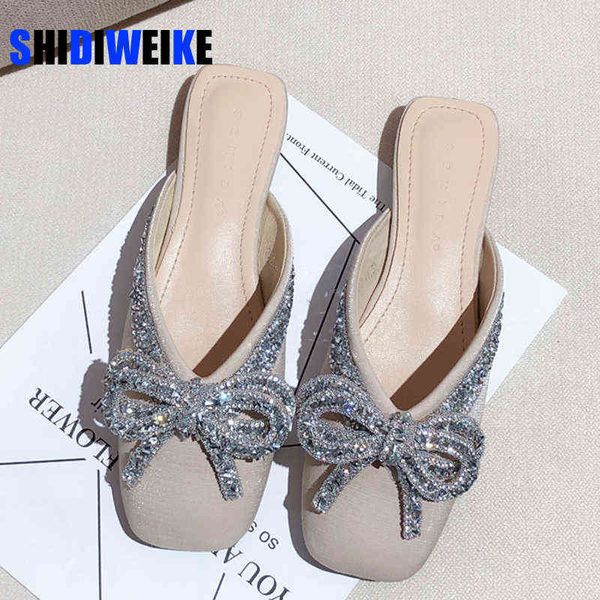 women semi trailing shoes women's square toe lazy shoes woman rhinestone bow versatile flat mules shoes women slippers ad279, Black
women semi trailing shoes women's square toe lazy shoes woman rhinestone bow versatile flat mules shoes women slippers ad279, Black