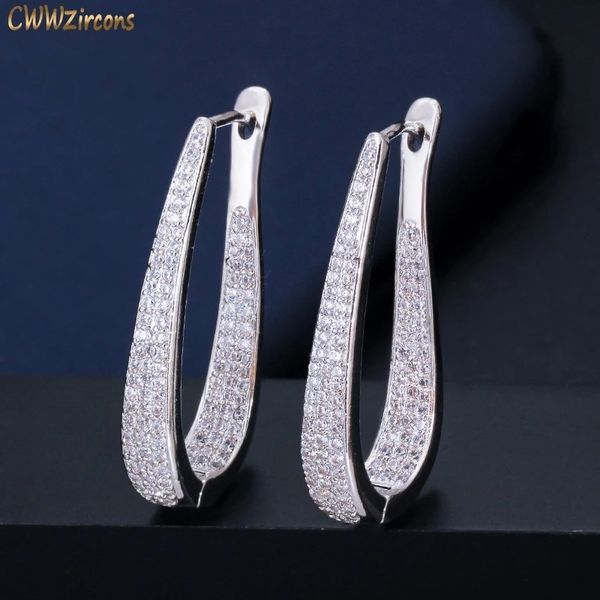 cwwzircons micro pave cubic zirconia stone white gold luxury big hoop earrings fashion jewelry gift for women brincos cz593 220718, Golden;silver
cwwzircons micro pave cubic zirconia stone white gold luxury big hoop earrings fashion jewelry gift for women brincos cz593 220718, Golden;silver