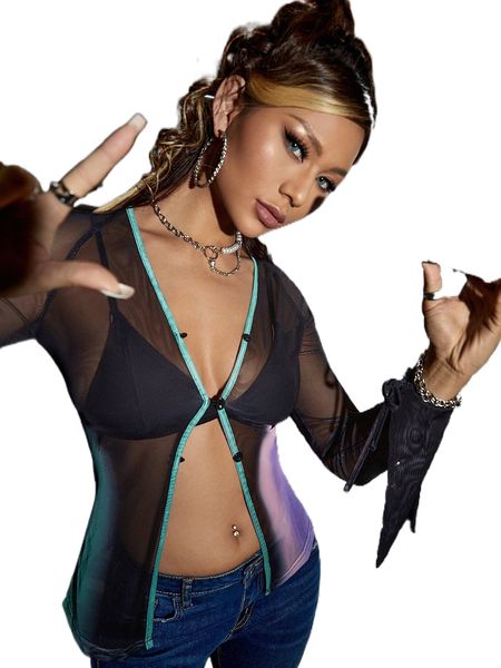 button up mesh without bra s7wt#, White
