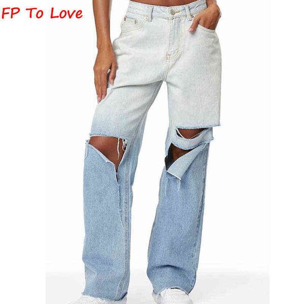 fp to love woman designed ripped jeans 2021 autumn spring street style wide leg pants loose gradient denim t220728, Blue
fp to love woman designed ripped jeans 2021 autumn spring street style wide leg pants loose gradient denim t220728, Blue