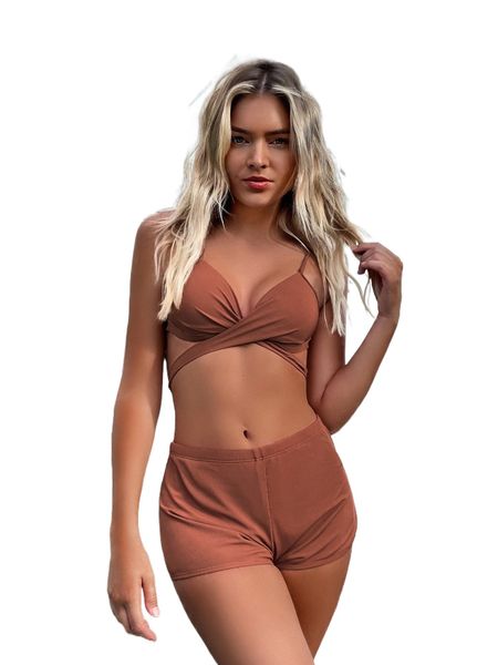 plain twist push up bikini swimsuit x5by#, White;black