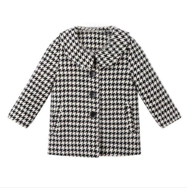 

Autumn Winter Girls Plaid Woolen Coats Jackets Baby Girl Princess Coat Kids Turn-down Collar Outwear Children Single-breasted Jacket Windbreaker 3-8 Years, As picture