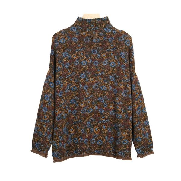 johnature women vintage turtleneck sweaters print floral autumn long sleeve knitted cotton loose women korean sweater 201203, White;black
johnature women vintage turtleneck sweaters print floral autumn long sleeve knitted cotton loose women korean sweater 201203, White;black