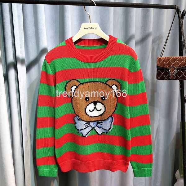 women's knits & tees double section special price round neck stripe contrast jacquard teddy bear delicate cotton wool sweater women, White
women's knits & tees double section special price round neck stripe contrast jacquard teddy bear delicate cotton wool sweater women, White