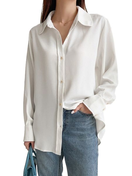 dazy button front longline shirt s0sn#, White 
dazy button front longline shirt s0sn#, White
