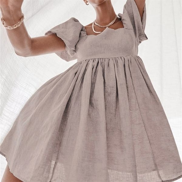 ootn vintage casual short women summer dress puff sleeve a line es high waist square collar linen khaki 226014, Black;gray
ootn vintage casual short women summer dress puff sleeve a line es high waist square collar linen khaki 226014, Black;gray