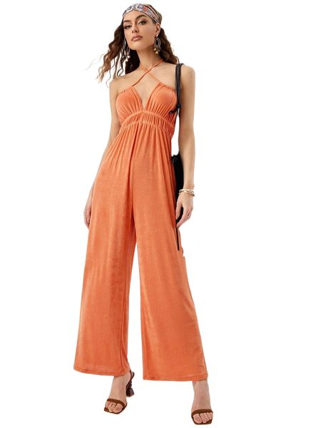 ruched criss cross wide leg jumpsuit j2y4#, Black;white
ruched criss cross wide leg jumpsuit j2y4#, Black;white