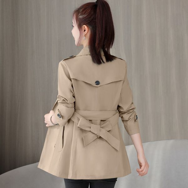 spring autumn trench coat women's khaki fashion slim longsleeved short windbreaker with belt casual outwear female 220817, Black;brown
spring autumn trench coat women's khaki fashion slim longsleeved short windbreaker with belt casual outwear female 220817, Black;brown