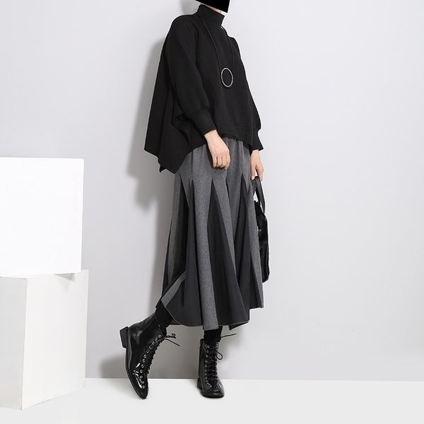 eam high elastic waist gray split joint temperament woolen halfbody skirt women fashion spring autumn 1d754 y200326, Black
eam high elastic waist gray split joint temperament woolen halfbody skirt women fashion spring autumn 1d754 y200326, Black