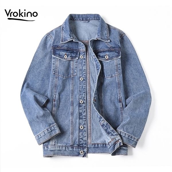 men s denim jacket spring and autumn 2020 new casual plus size men s fashion jacket lj201013, Black;brown
men s denim jacket spring and autumn 2020 new casual plus size men s fashion jacket lj201013, Black;brown