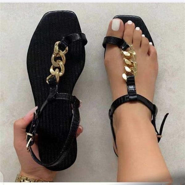 summer women s chain flip flops thong sandals shoes woman casual buckle strap flat slip on toe clip femme 220608, Black
summer women s chain flip flops thong sandals shoes woman casual buckle strap flat slip on toe clip femme 220608, Black