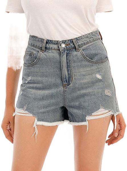 women's summer mid rise denim frayed raw hem ripped jeans shorts w9h2#, White;black 
women's summer mid rise denim frayed raw hem ripped jeans shorts w9h2#, White;black