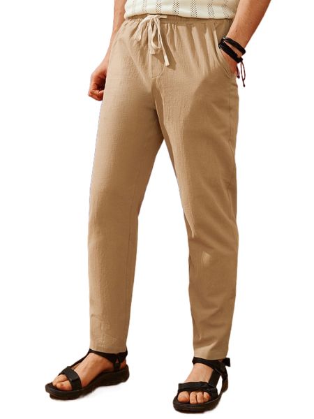 men slant pocket solid pants 50lr#, Black 
men slant pocket solid pants 50lr#, Black