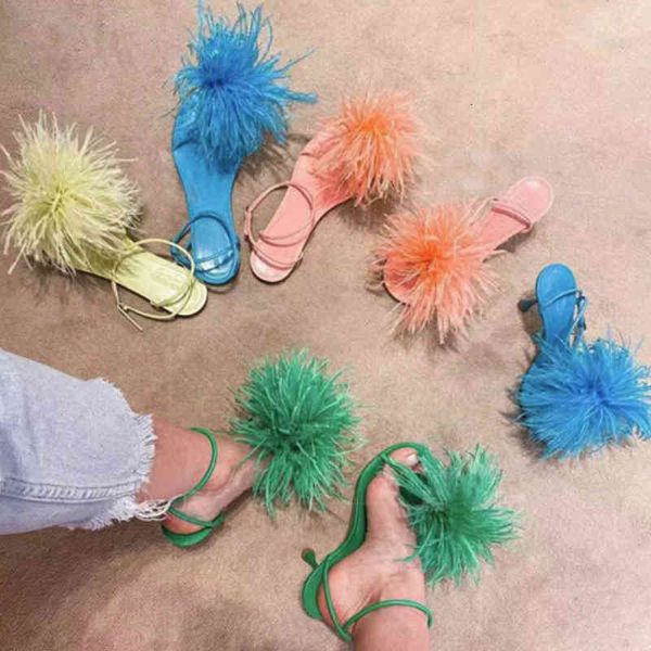 sandals ostrich hair one line sandals women's summer net red celebrity wool high heels thin, Black
sandals ostrich hair one line sandals women's summer net red celebrity wool high heels thin, Black