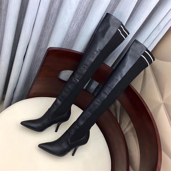 outdoor fashion leisure women's knitted socks boots fine heel 9 5cm thigh high boot breathable elastic pointed toe shoes312v, Black
outdoor fashion leisure women's knitted socks boots fine heel 9 5cm thigh high boot breathable elastic pointed toe shoes312v, Black