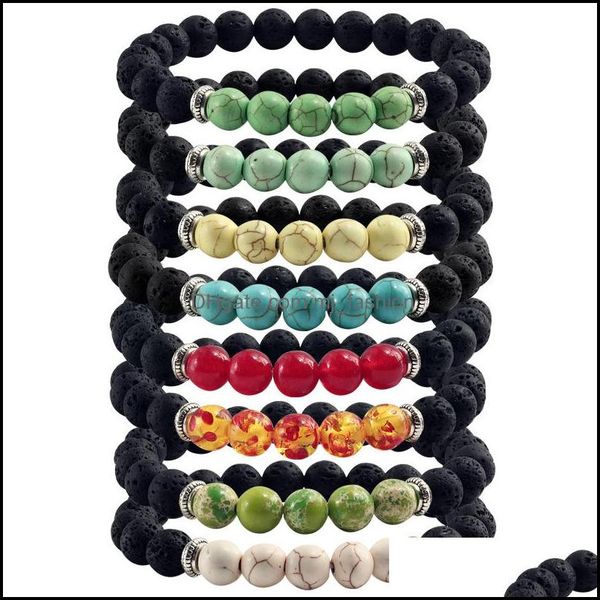 charm bracelets jewelry 8mm black volcanic rock turquoise bangles fashion bracelet for women men essential oil diffuser bang dhkx6, Golden;silver
charm bracelets jewelry 8mm black volcanic rock turquoise bangles fashion bracelet for women men essential oil diffuser bang dhkx6, Golden;silver