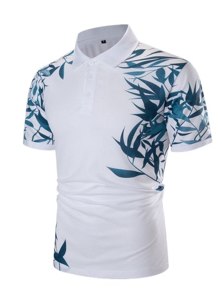 men plant print polo shirt m8rm#, White;black 
men plant print polo shirt m8rm#, White;black