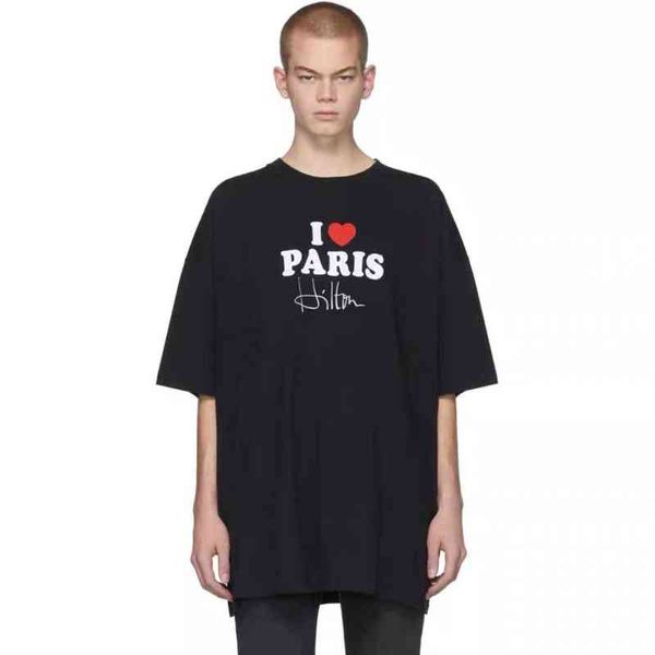 items 2022ss i love paris witt cute short sleeve t-shirt loose men's and women's half, White;black
items 2022ss i love paris witt cute short sleeve t-shirt loose men's and women's half, White;black