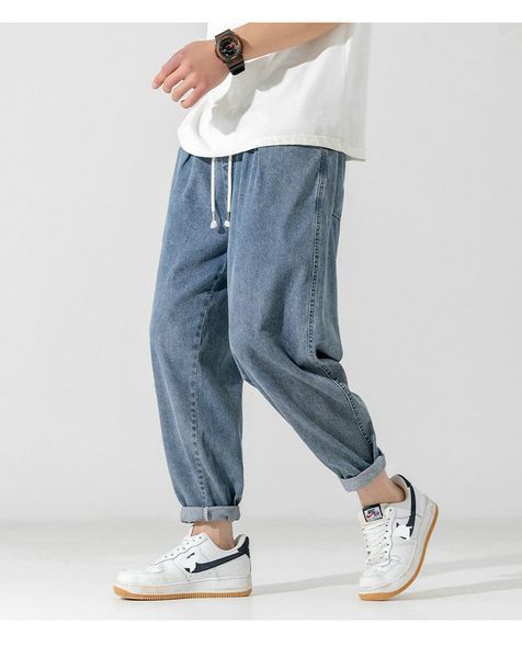 fashion jeans for men 2022 men's elastic waist loose all-match ninth pants thin washed cotton denim trousers, Blue
fashion jeans for men 2022 men's elastic waist loose all-match ninth pants thin washed cotton denim trousers, Blue
