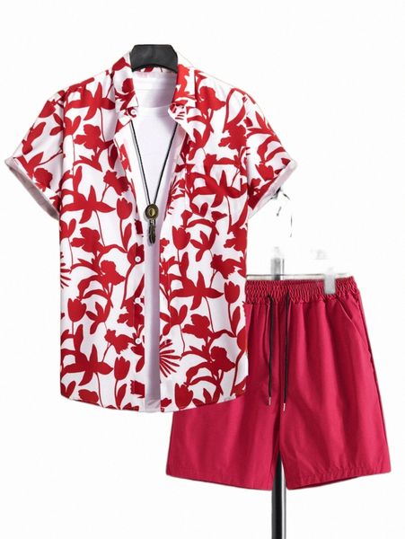 men floral print shirt & drawstring waist shorts without tee x9qp#, Gray
men floral print shirt & drawstring waist shorts without tee x9qp#, Gray