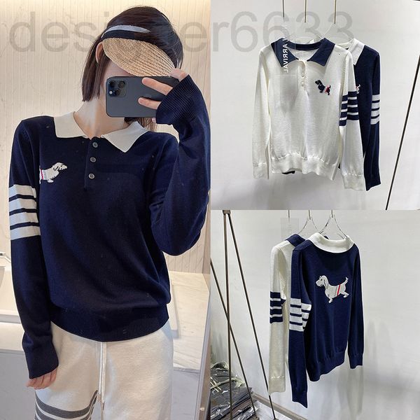 women's knits & tees designer spring and summer tb four bar sweater female dachshund dog jacquard lapel college style korean long sleev, White
women's knits & tees designer spring and summer tb four bar sweater female dachshund dog jacquard lapel college style korean long sleev, White