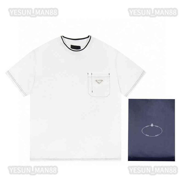 designer luxury summer prads classic triangle pocket contrast collar t shirt fashion mens and womens short sleeves round collar tee, White;black
designer luxury summer prads classic triangle pocket contrast collar t shirt fashion mens and womens short sleeves round collar tee, White;black