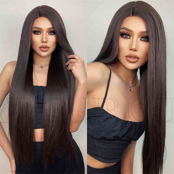 wigs women synthetic wigs new front lace women's black brown medium length straight hair wig full head suit wigs 220601
wigs women synthetic wigs new front lace women's black brown medium length straight hair wig full head suit wigs 220601