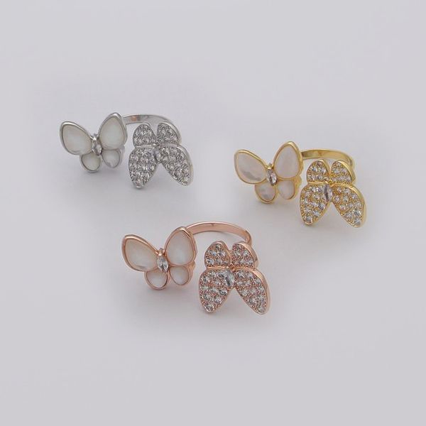 luxury designer jewelry men and women rings gold double butterfly white shell with diamond opening rings fashion holiday gift designer rings, Silver
luxury designer jewelry men and women rings gold double butterfly white shell with diamond opening rings fashion holiday gift designer rings, Silver