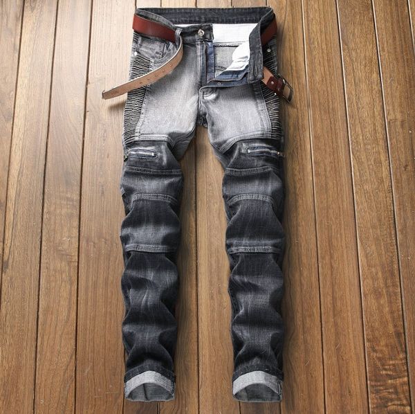 jeans men street hip hop brand motorcycle slim stretch tide pleated light washed male trousers aa, Blue
jeans men street hip hop brand motorcycle slim stretch tide pleated light washed male trousers aa, Blue