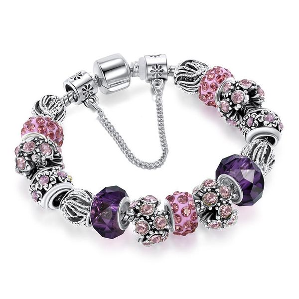 18 19 20 cm charm bracelet 925 silver plated bracelets royal crown accessories purple crystal bead diy wedding jewelry with box271t, Golden;silver
18 19 20 cm charm bracelet 925 silver plated bracelets royal crown accessories purple crystal bead diy wedding jewelry with box271t, Golden;silver