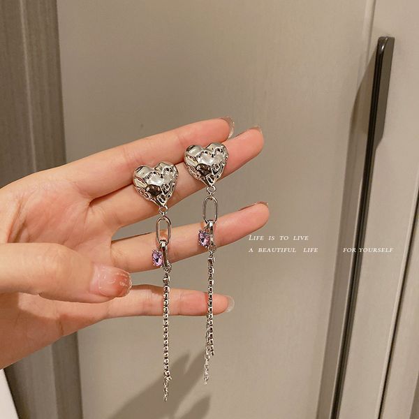 925 silver needle crystal tassel diamond love heart stud earrings korean trendy personality fashion design sense earrings eardrop for women, Golden
925 silver needle crystal tassel diamond love heart stud earrings korean trendy personality fashion design sense earrings eardrop for women, Golden