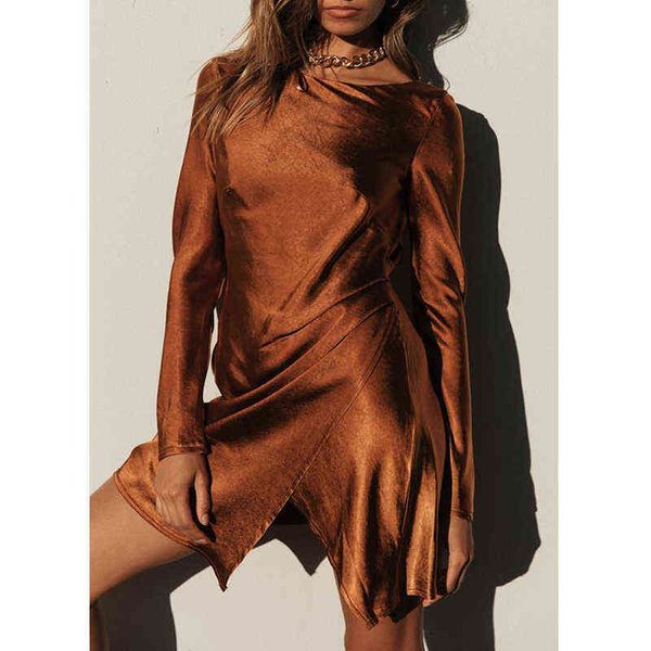 backless satin party dress women vestidos de fiesta long sleeve asymmetrical brown dress spring autumn short dress robe l220714, Black;gray
backless satin party dress women vestidos de fiesta long sleeve asymmetrical brown dress spring autumn short dress robe l220714, Black;gray