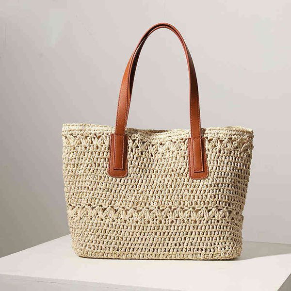 casual large capacity straw women shoulder bag hollow-out handwoven tote bags for women bohemia beach woven women's handbag 2021 g22052 
casual large capacity straw women shoulder bag hollow-out handwoven tote bags for women bohemia beach woven women's handbag 2021 g22052