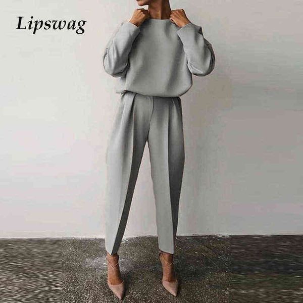 casual o-neck pullover and solid long pants outfits fashion elegant office lady suits 2021 women two piece sets streetwear t220729, Gray
casual o-neck pullover and solid long pants outfits fashion elegant office lady suits 2021 women two piece sets streetwear t220729, Gray