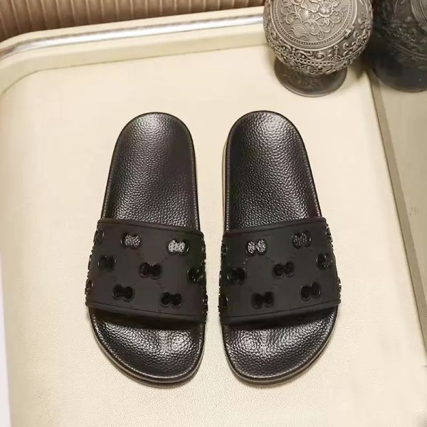 with box men women fashion slippers luxury slides summer flat slipper trendy leather rubber sandal mens beach slide us 5-12, Black
with box men women fashion slippers luxury slides summer flat slipper trendy leather rubber sandal mens beach slide us 5-12, Black