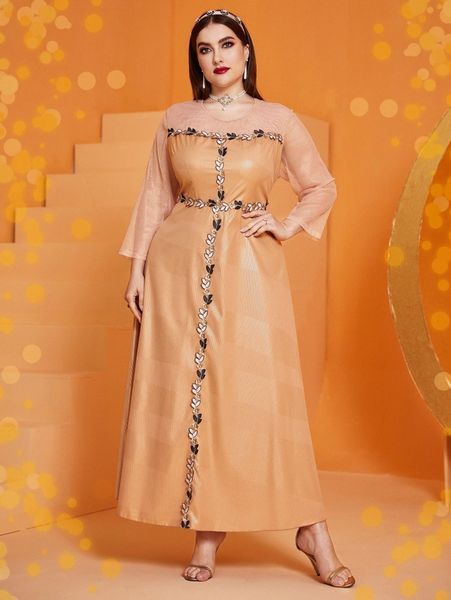 plus striped contrast mesh floral appliques maxi dress 242z#, Black
plus striped contrast mesh floral appliques maxi dress 242z#, Black