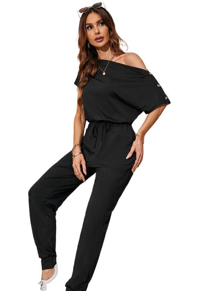 dolman sleeve button detail tie front jumpsuit c7jt#, Black;white
dolman sleeve button detail tie front jumpsuit c7jt#, Black;white