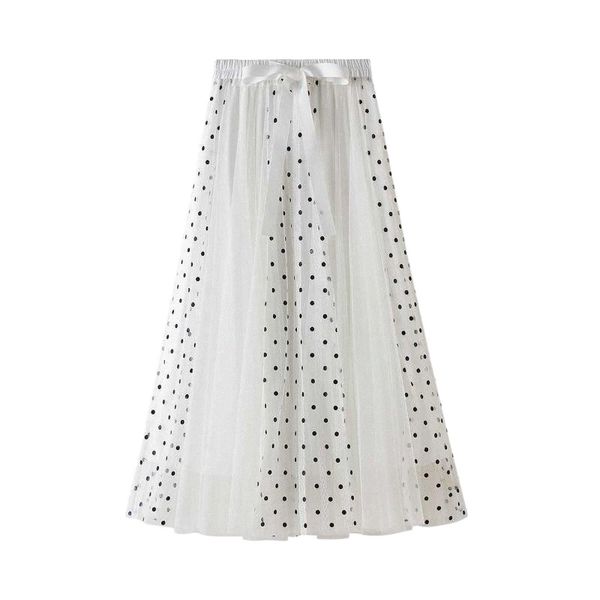 women skirt spring autumn fashion polka dot mesh yarn stitching high-waist a-line mid-length loose long skirts 92yt#, Black
women skirt spring autumn fashion polka dot mesh yarn stitching high-waist a-line mid-length loose long skirts 92yt#, Black