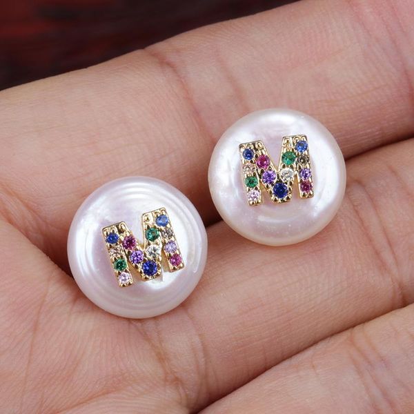 stud cz paved 26 initial alphabet letter name charm freshwater pearl bead gold button earrings for women wedding birthday, Golden;silver
stud cz paved 26 initial alphabet letter name charm freshwater pearl bead gold button earrings for women wedding birthday, Golden;silver